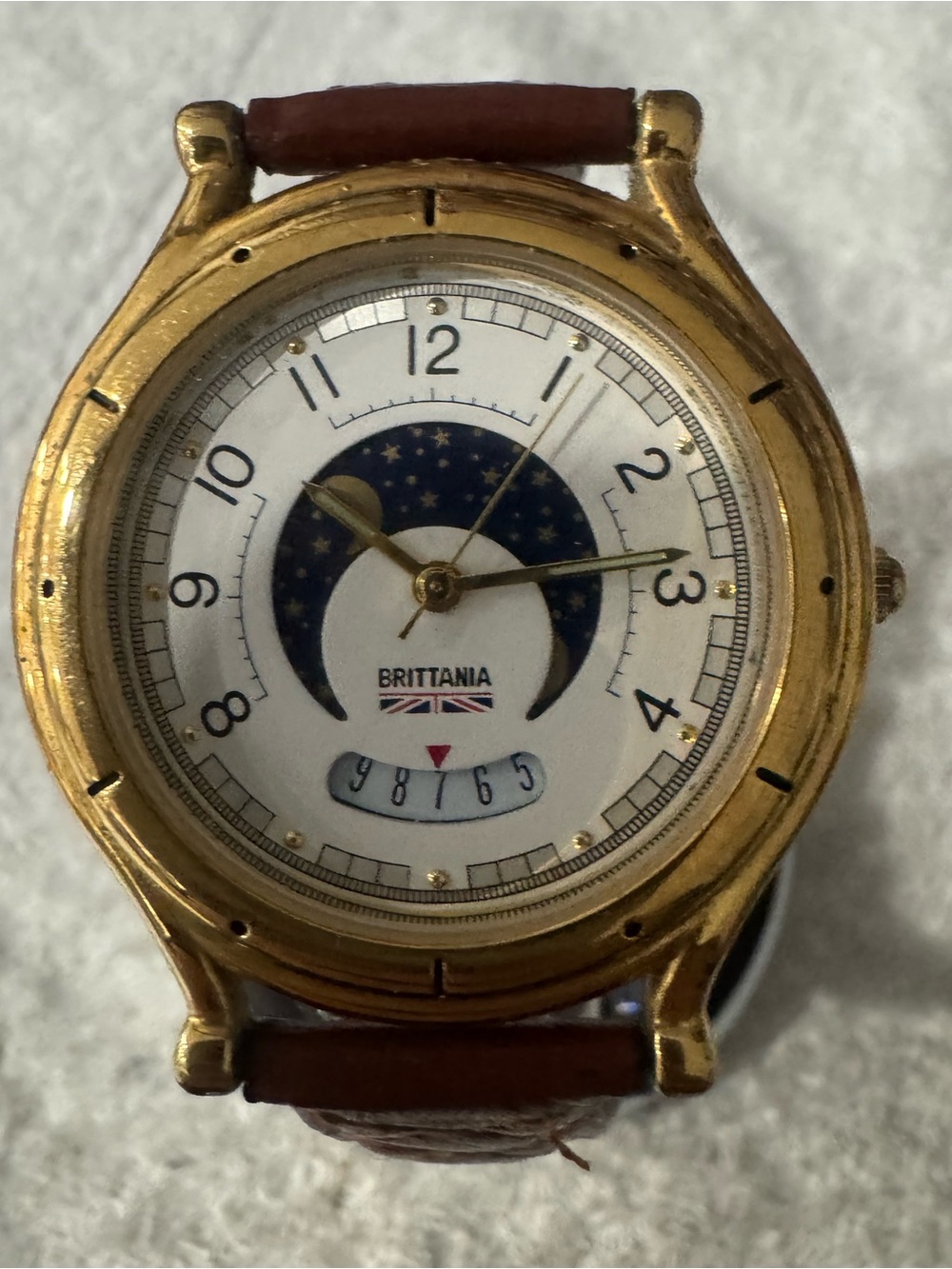 Brittania Gold-Tone Moonphase Smartwatch Style in Brown